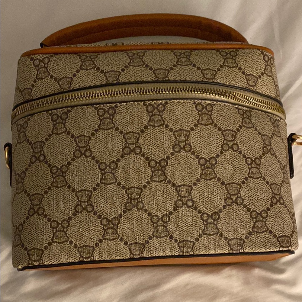 Chic Patterned Beige and Brown Makeup/Travel bag